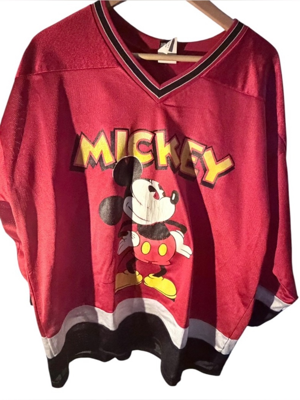 Mickey Mouse Jersey Men's Size XL Red Hockey Vintage 1990s